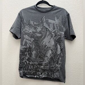 Ecko Unltd Rhino Graphic Tee Y2K Streetwear Charcoal Small